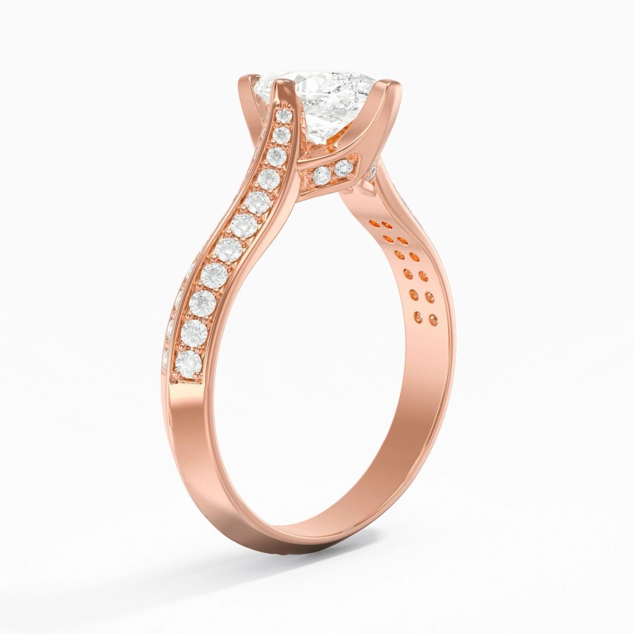 Pavé Oriente - Occidente Anillo de Compromiso 0.80ct Moissanita