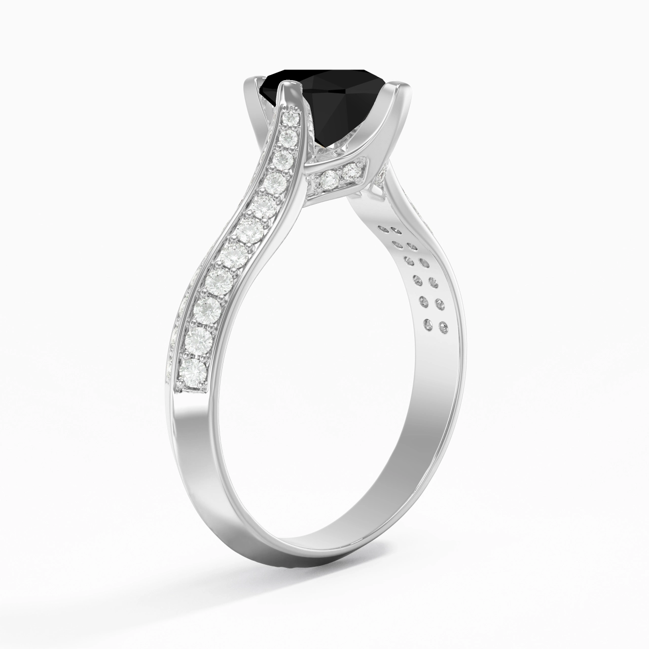 Pavé Est Ouest Bague de fiançailles 0.80ct Zircon cubique