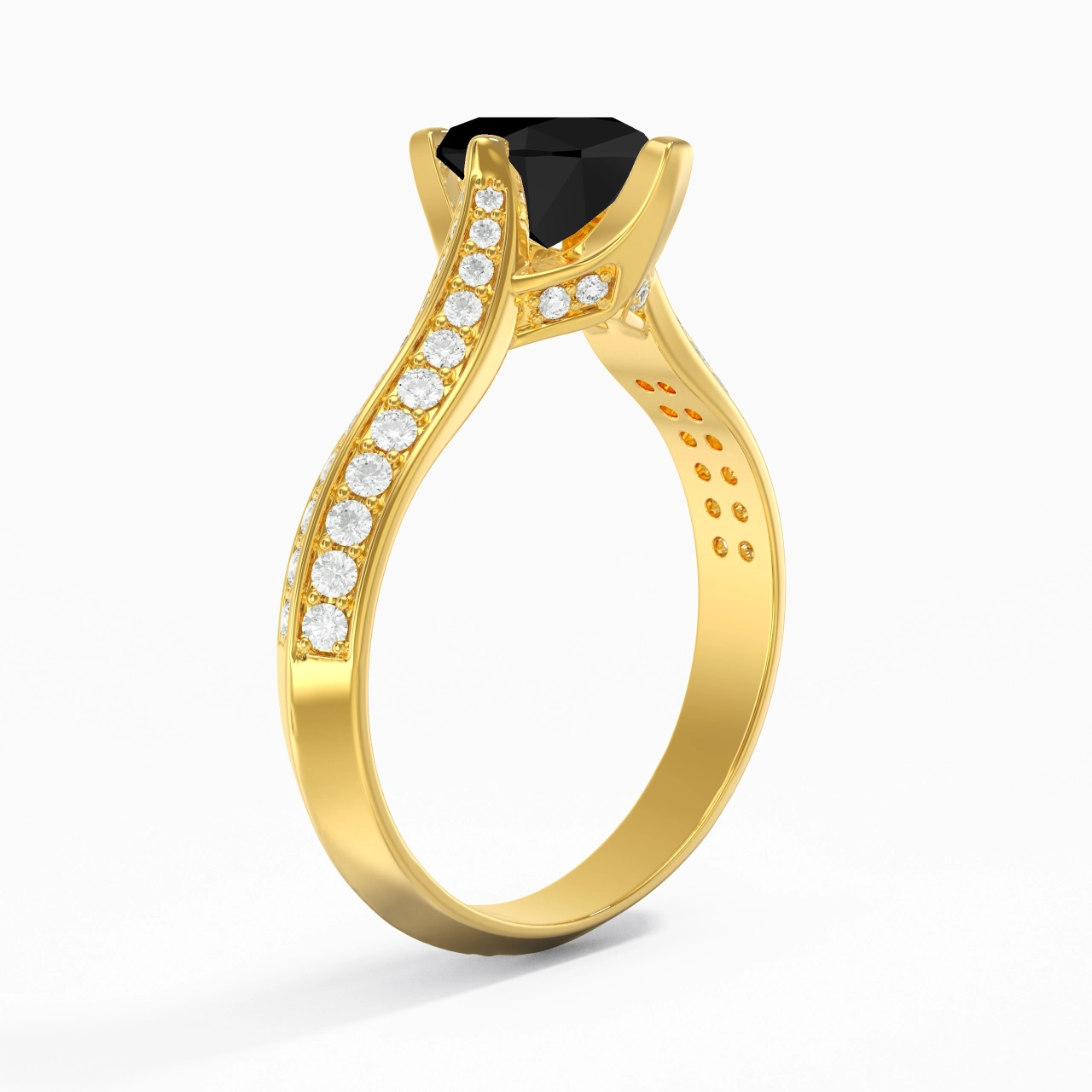 Pavé Est Ouest Bague de fiançailles 0.80ct Zircon cubique