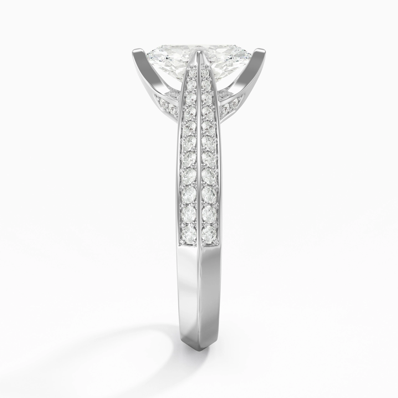 Pavé Est Ouest Bague de fiançailles 0.80ct Zircon cubique