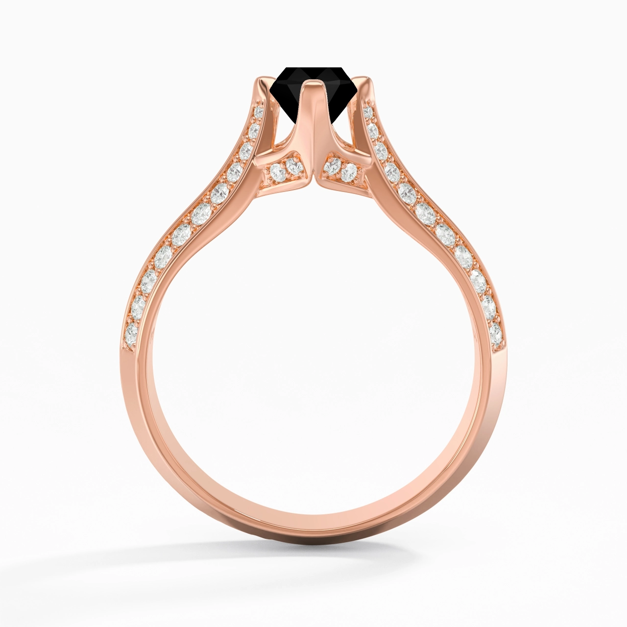 Pavé Est Ouest Bague de fiançailles 0.80ct Zircon cubique