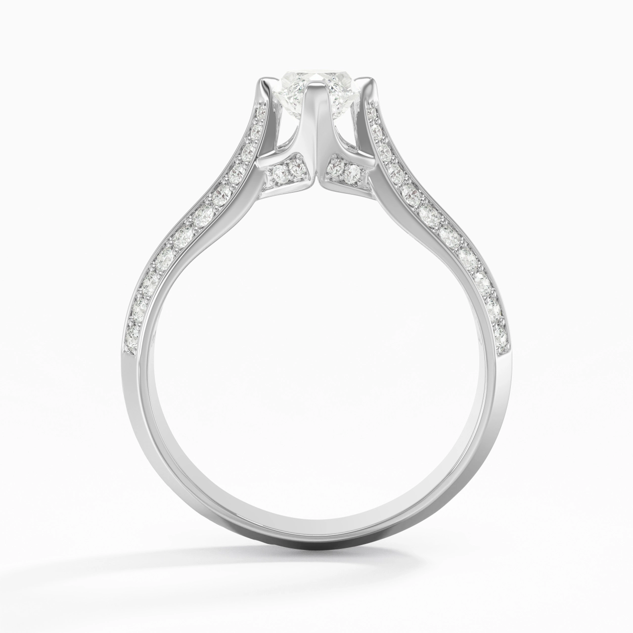 Pavé Est Ouest Bague de fiançailles 0.80ct Zircon cubique