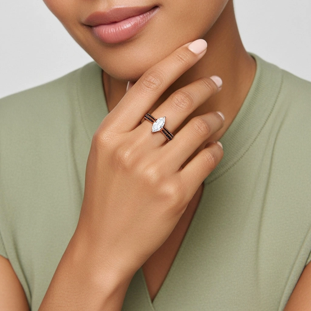 Classique Marquise 1.00ct Zircon cubique Bague de fiançailles