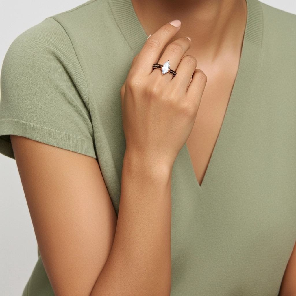 Classique Marquise 1.00ct Zircon cubique Bague de fiançailles