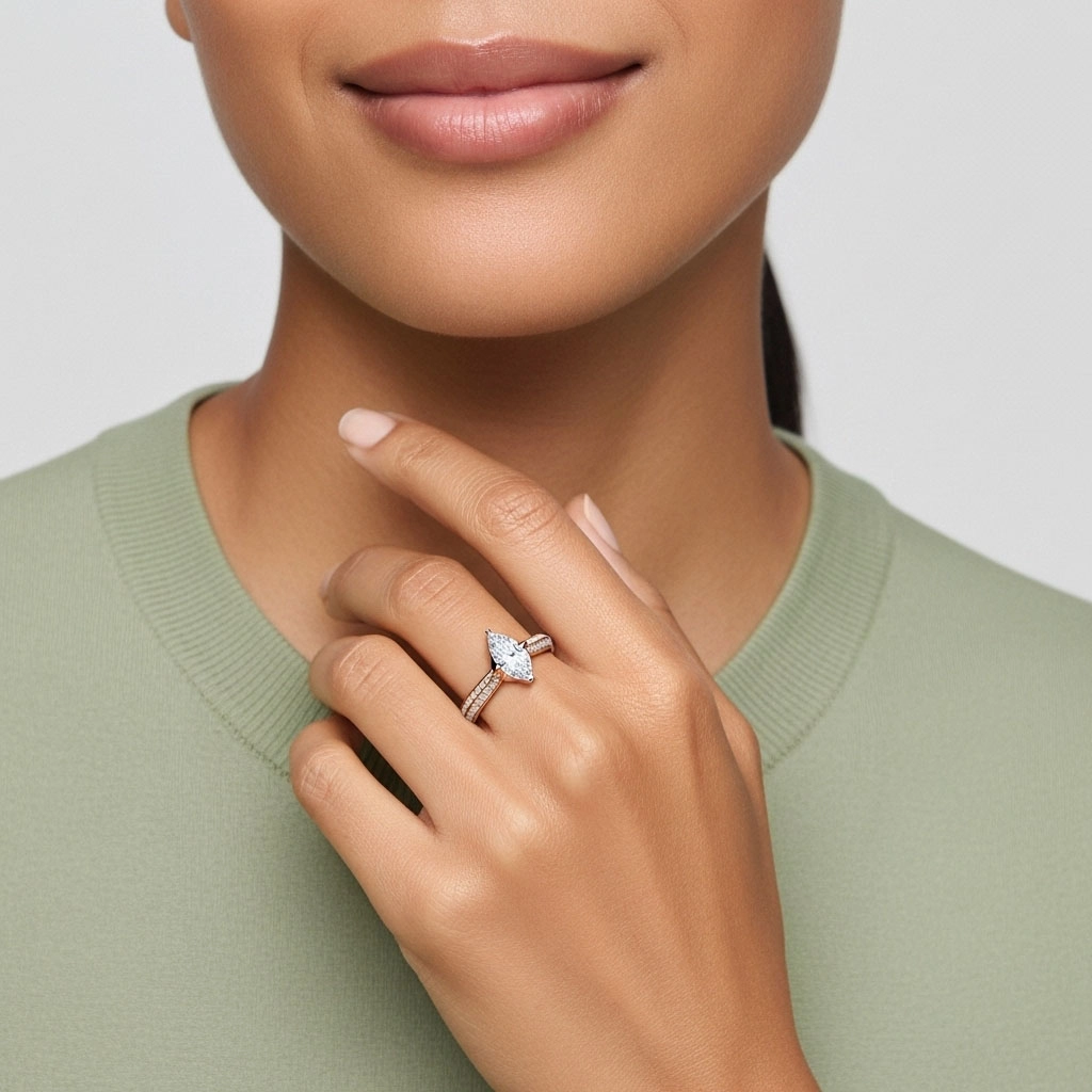 Pavé Oriente - Occidente Anillo de Compromiso 2.00ct Moissanita