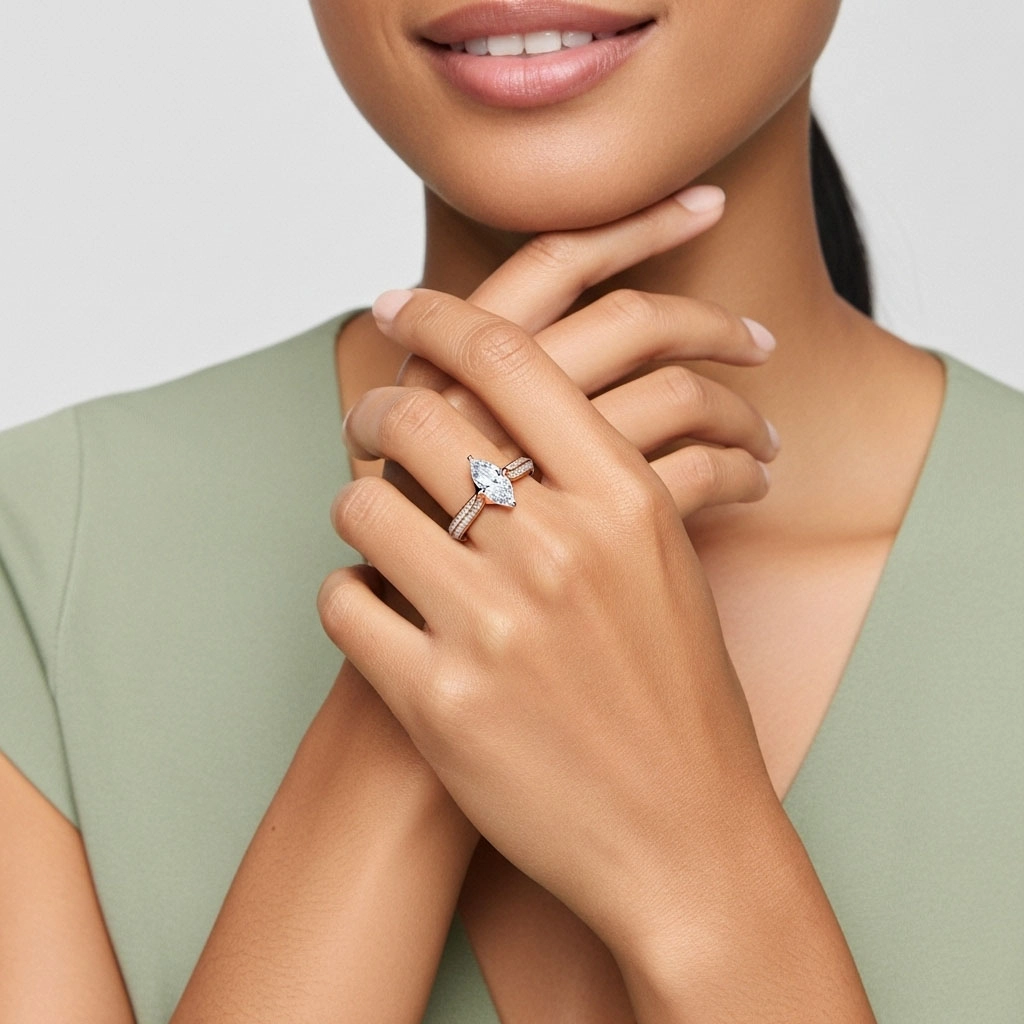 Pavé Oriente - Occidente Anillo de Compromiso 2.00ct Moissanita