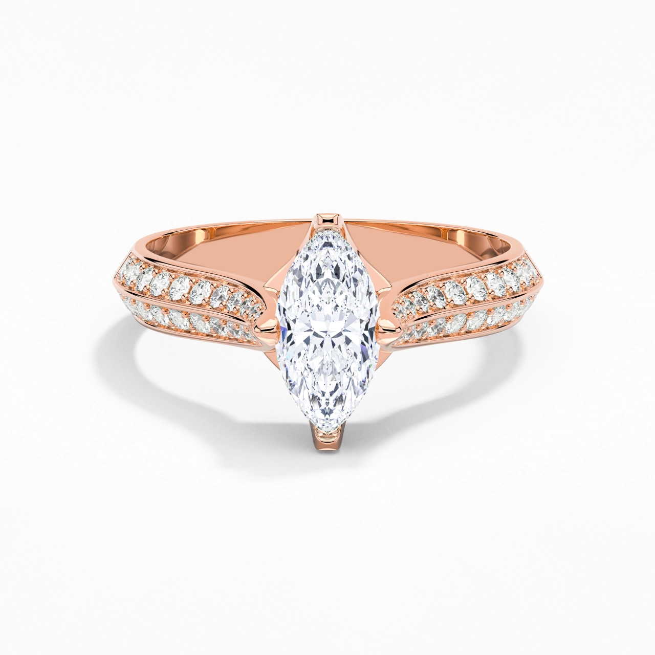 Pavé Oriente - Occidente Anillo de Compromiso 1.00ct Moissanita