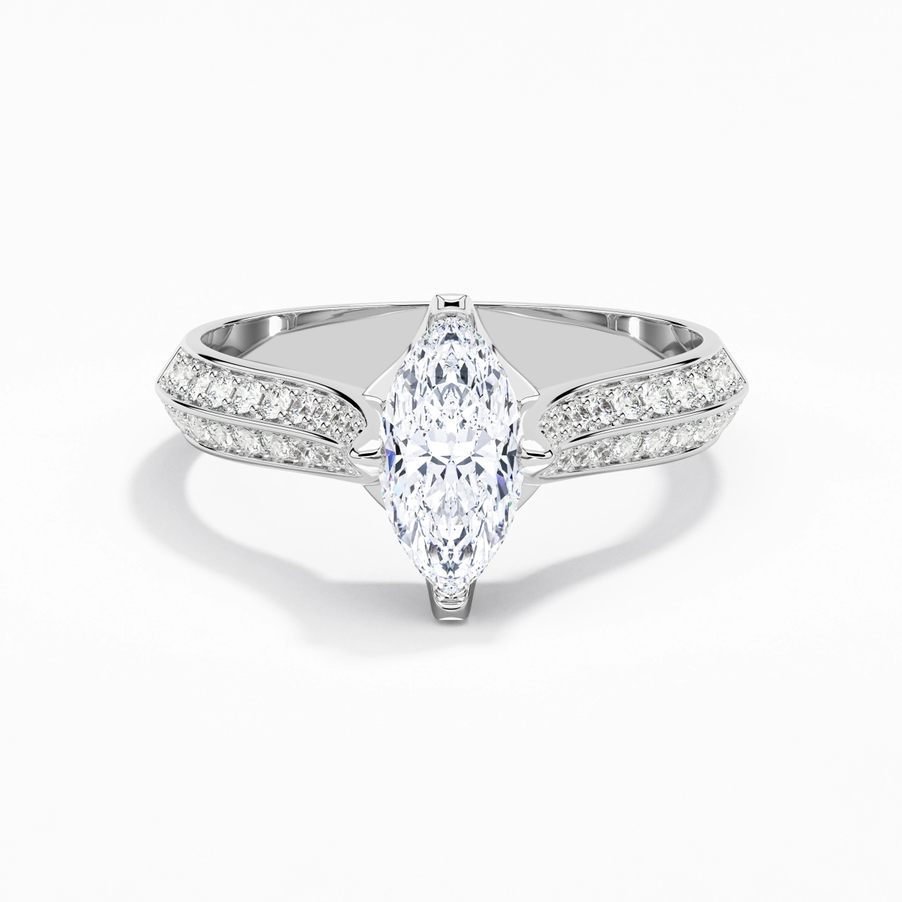 Pavé Est Ouest Bague de fiançailles 1.00ct Moissanite