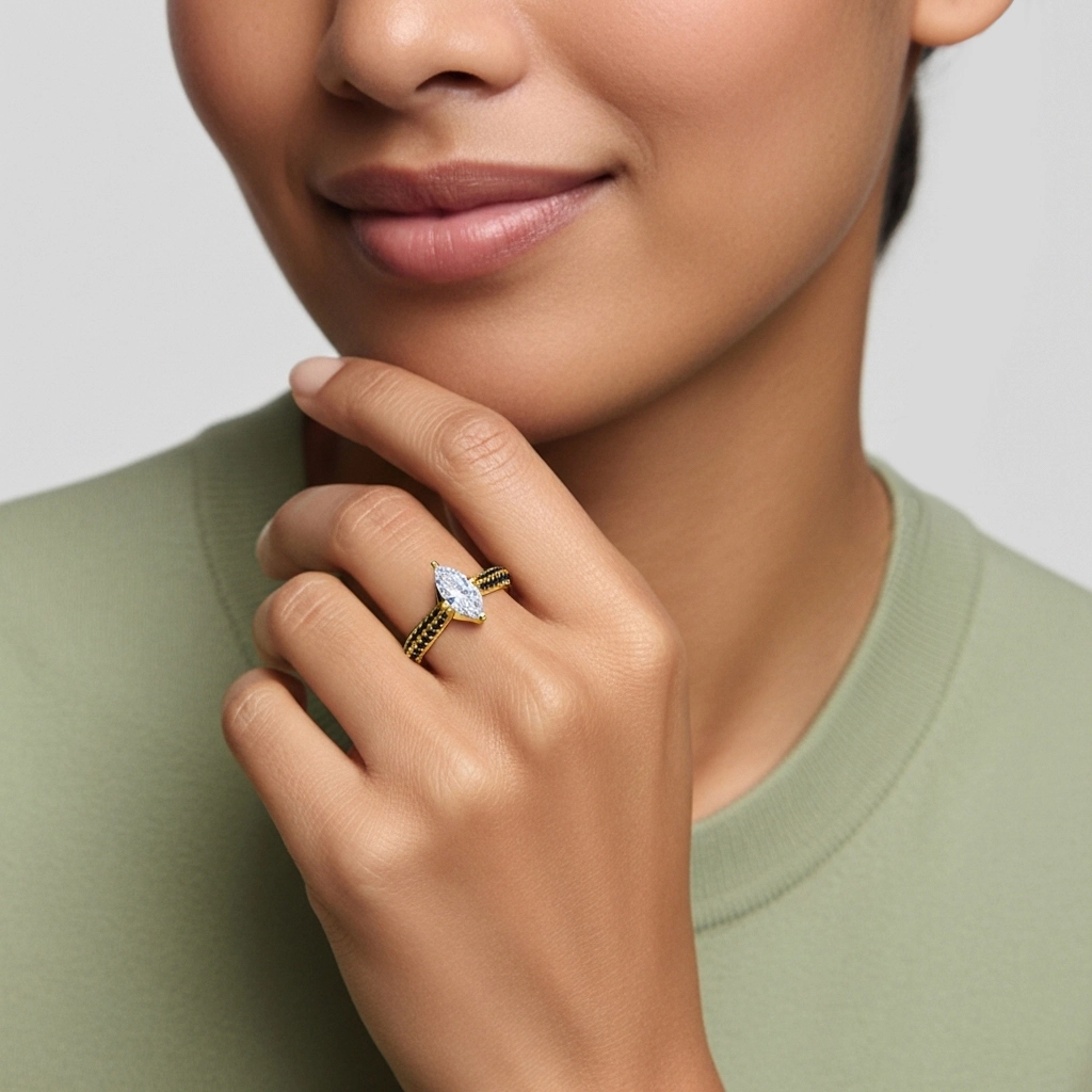 Classique Marquise 1.00ct Zircon cubique Bague de fiançailles