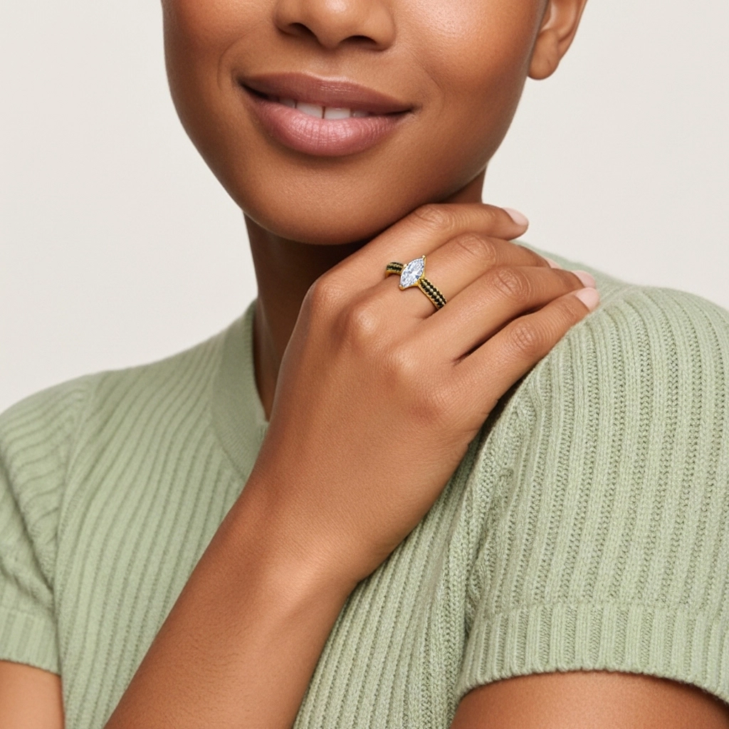 Classique Marquise 1.00ct Zircon cubique Bague de fiançailles