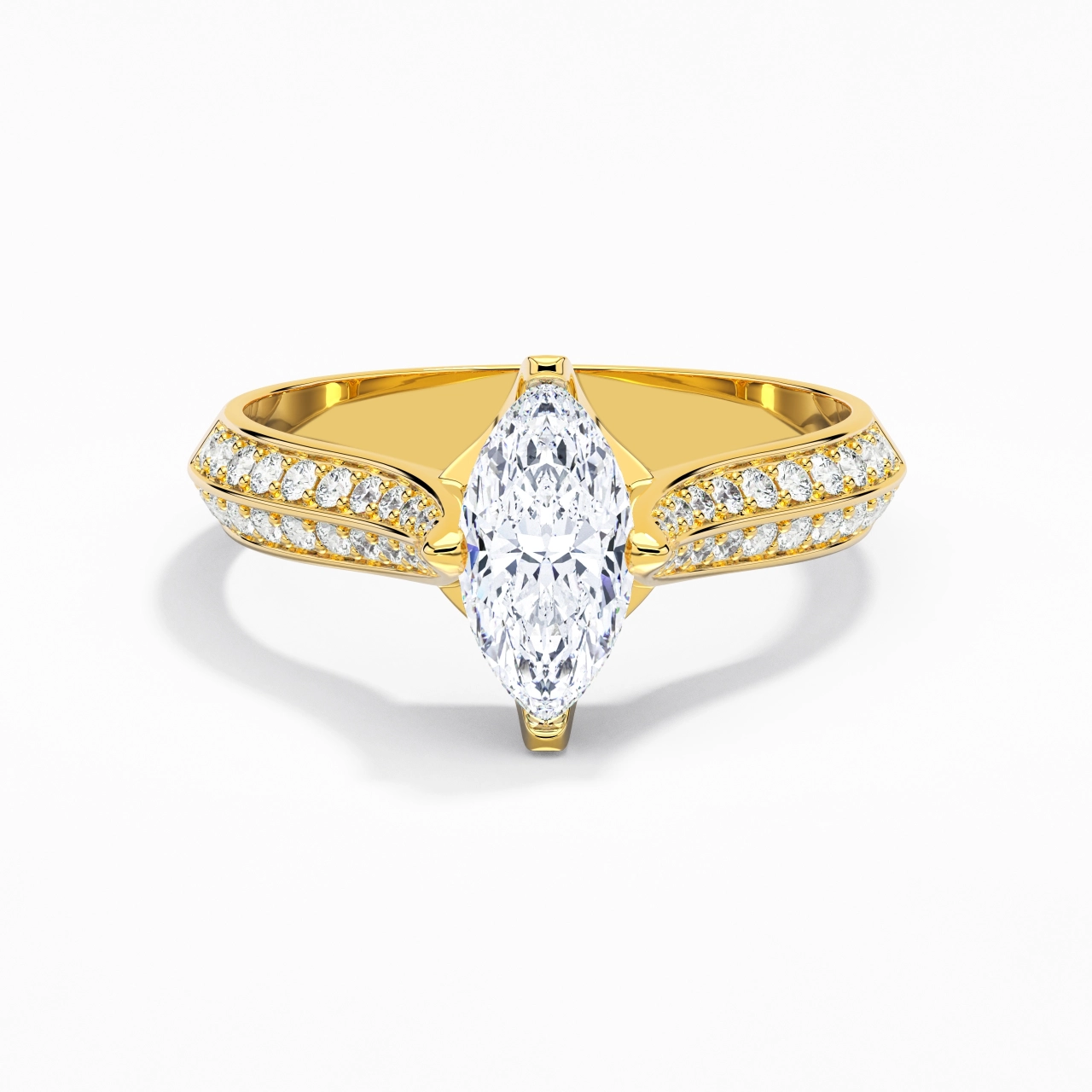 Pavé Est Ouest Bague de fiançailles 1.00ct Zircon cubique