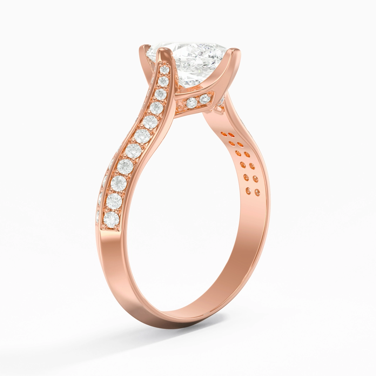 Pavé Oriente - Occidente Anillo de Compromiso 1.00ct Moissanita