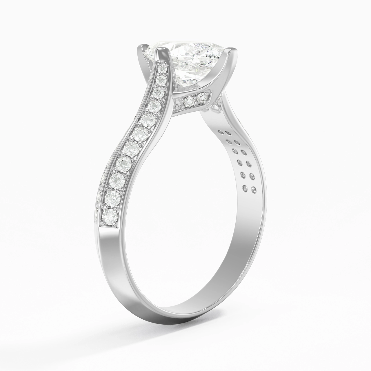 Pavé Est Ouest Bague de fiançailles 1.00ct Moissanite