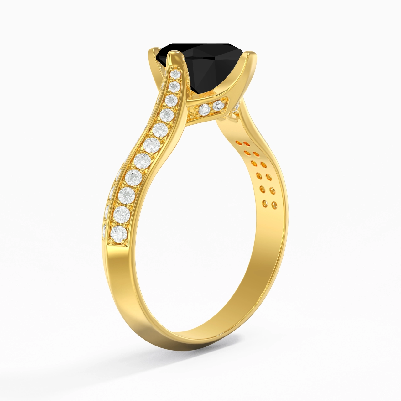 Pavé Est Ouest Bague de fiançailles 1.00ct Zircon cubique