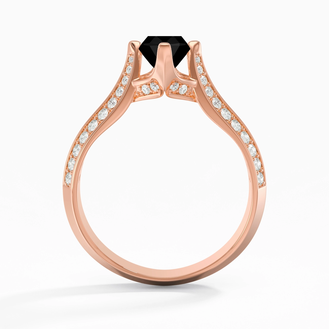 Pavé Est Ouest Bague de fiançailles 1.00ct Zircon cubique