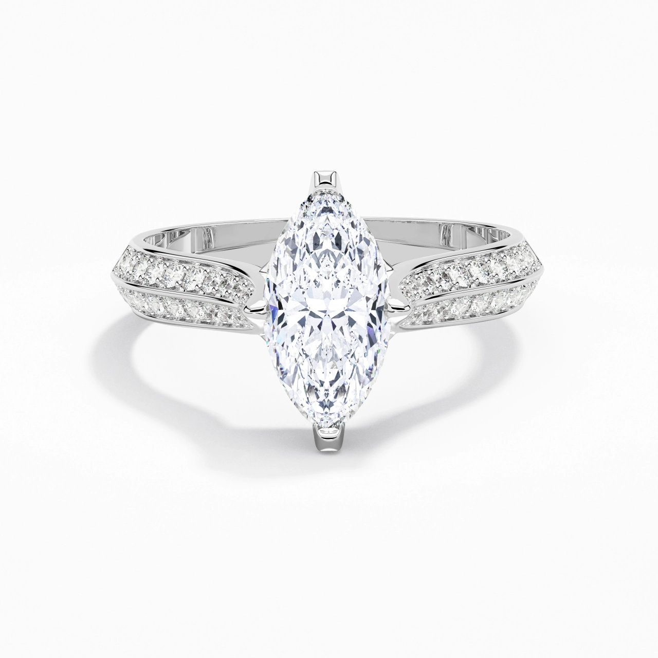 Pavé Est Ouest Bague de fiançailles 2.00ct Zircon cubique