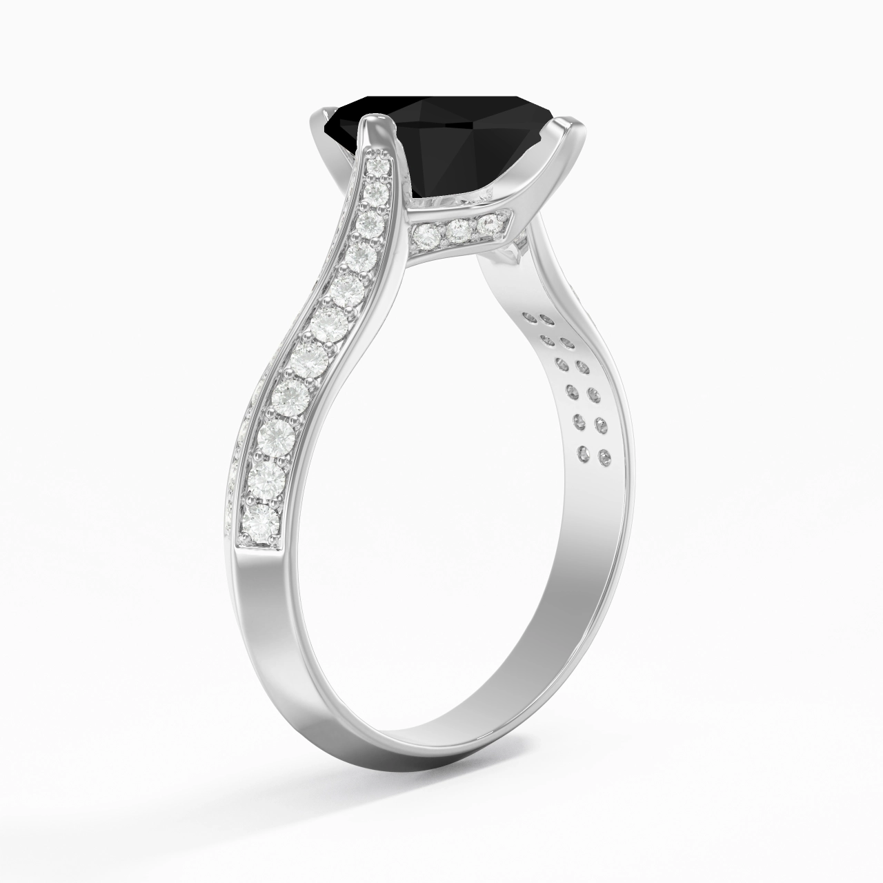 Pavé Est Ouest Bague de fiançailles 2.00ct Zircon cubique