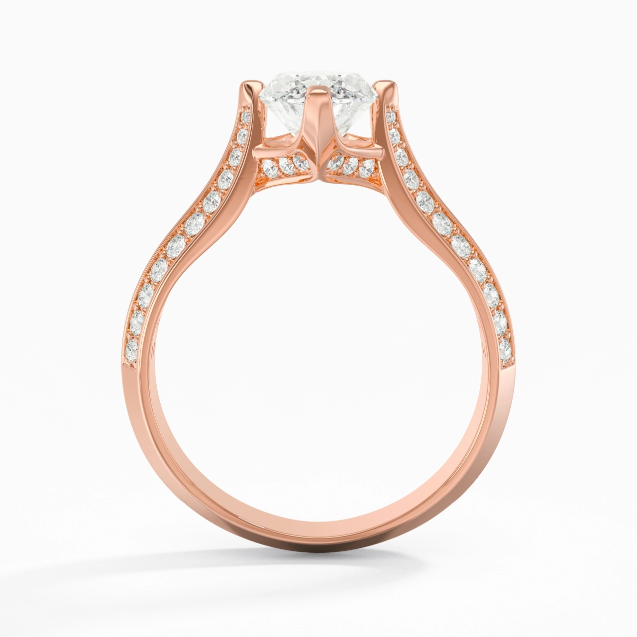 Pavé Oriente - Occidente Anillo de Compromiso 2.00ct Moissanita