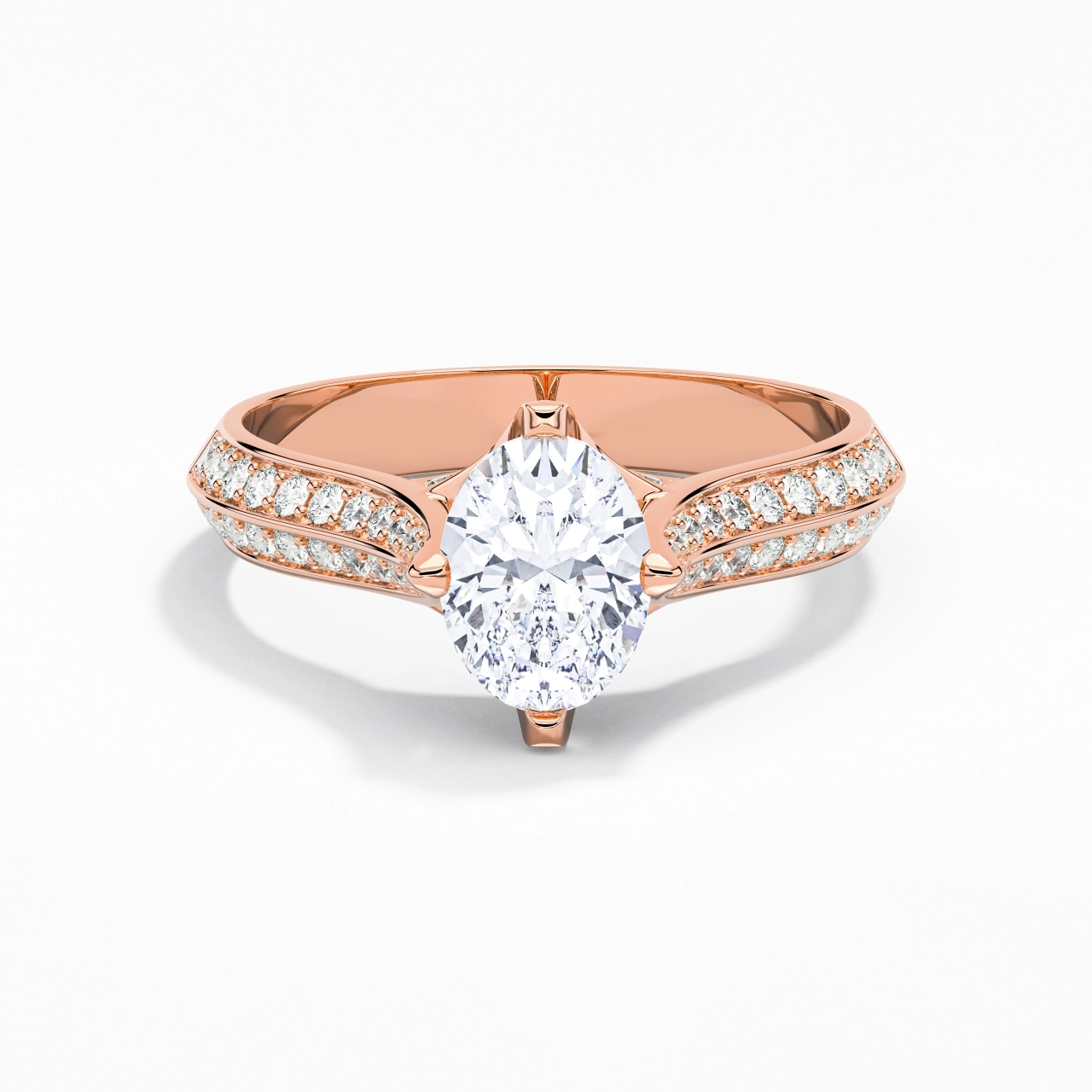 Pavé Oriente - Occidente Anillo de Compromiso 1.50ct Moissanita