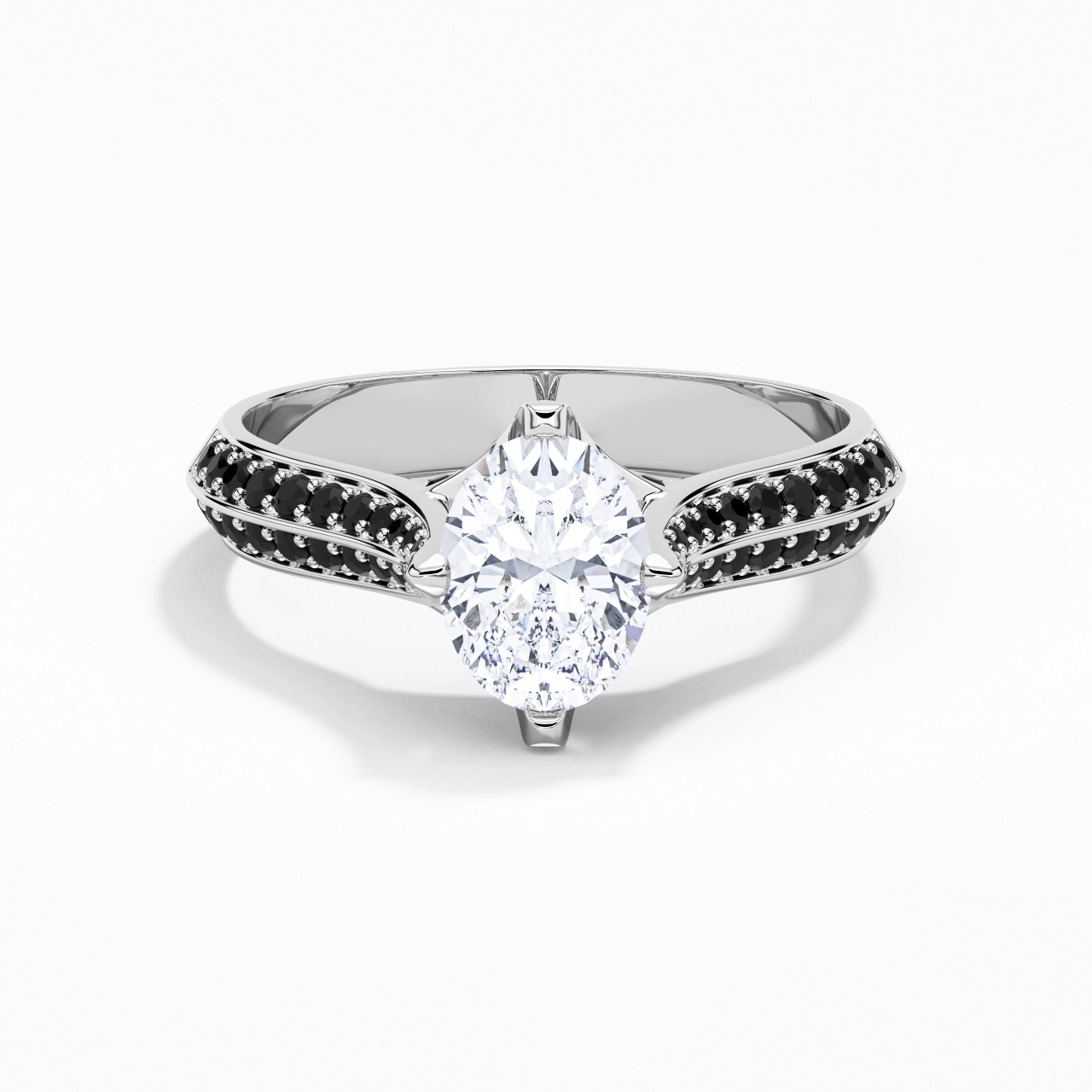 Classique Ovale 1.50ct Zircon cubique Bague de fiançailles