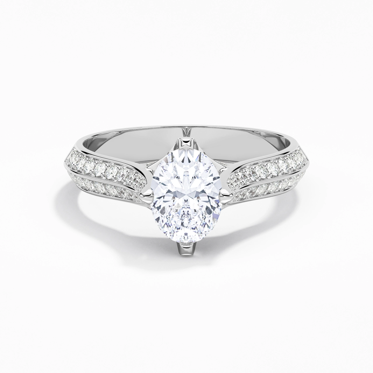 Pavé Est Ouest Bague de fiançailles 1.50ct Zircon cubique