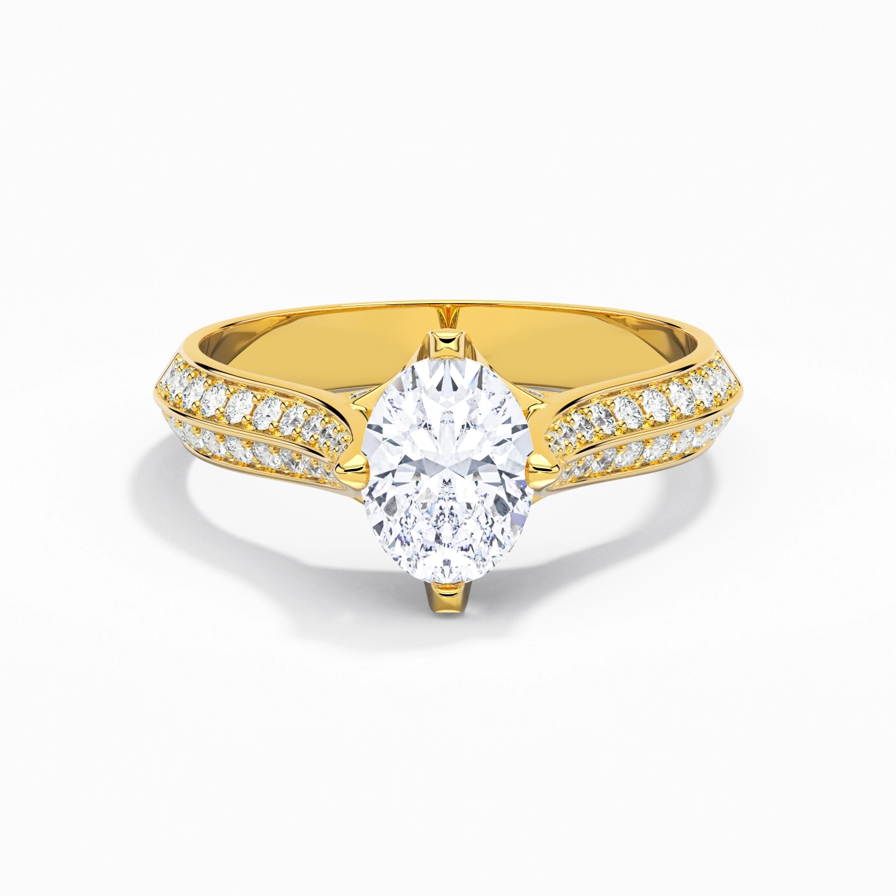 Pavé Est Ouest Bague de fiançailles 1.50ct Zircon cubique