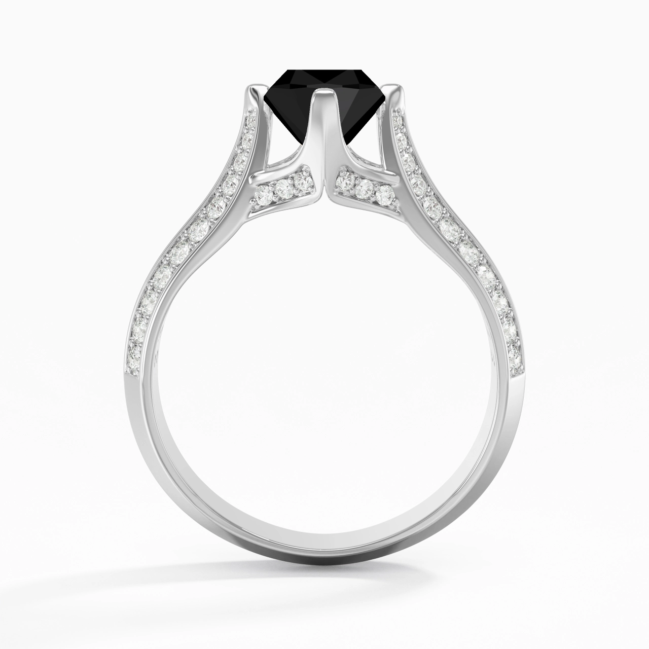 Pavé Est Ouest Bague de fiançailles 1.50ct Zircon cubique