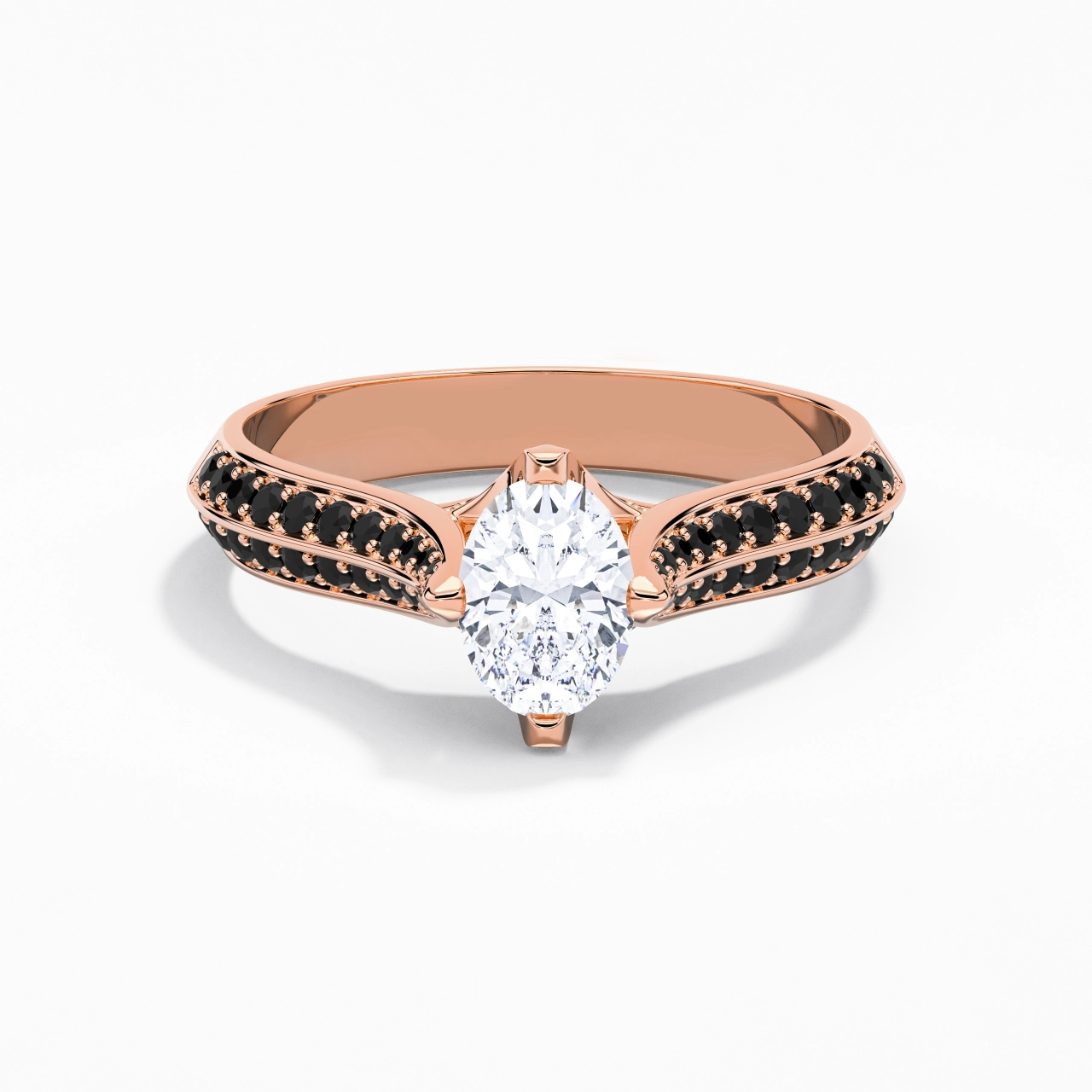 Classique Ovale 1.00ct Zircon cubique Bague de fiançailles