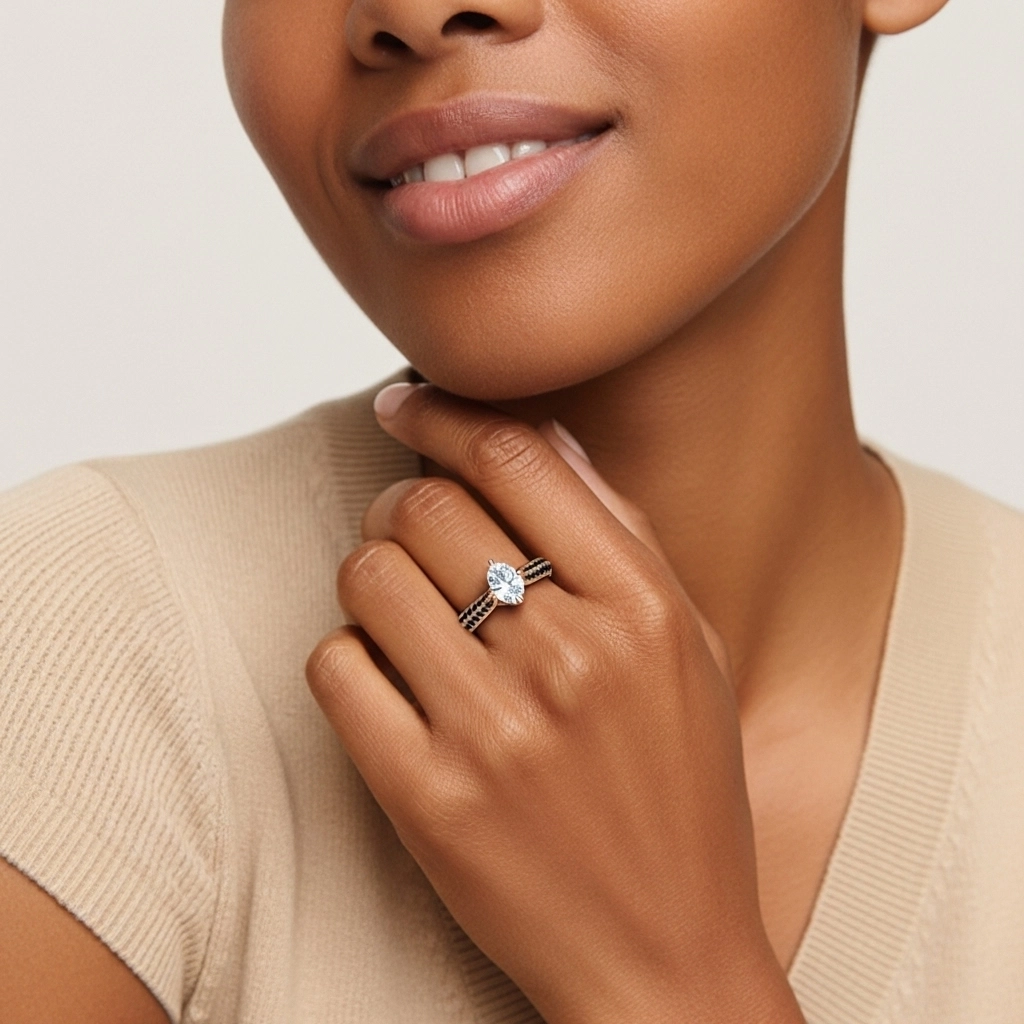 Classique Ovale 1.50ct Zircon cubique Bague de fiançailles