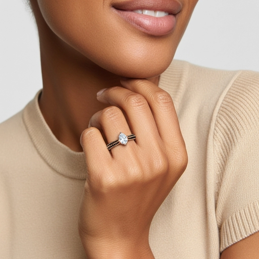 Classique Ovale 1.50ct Zircon cubique Bague de fiançailles