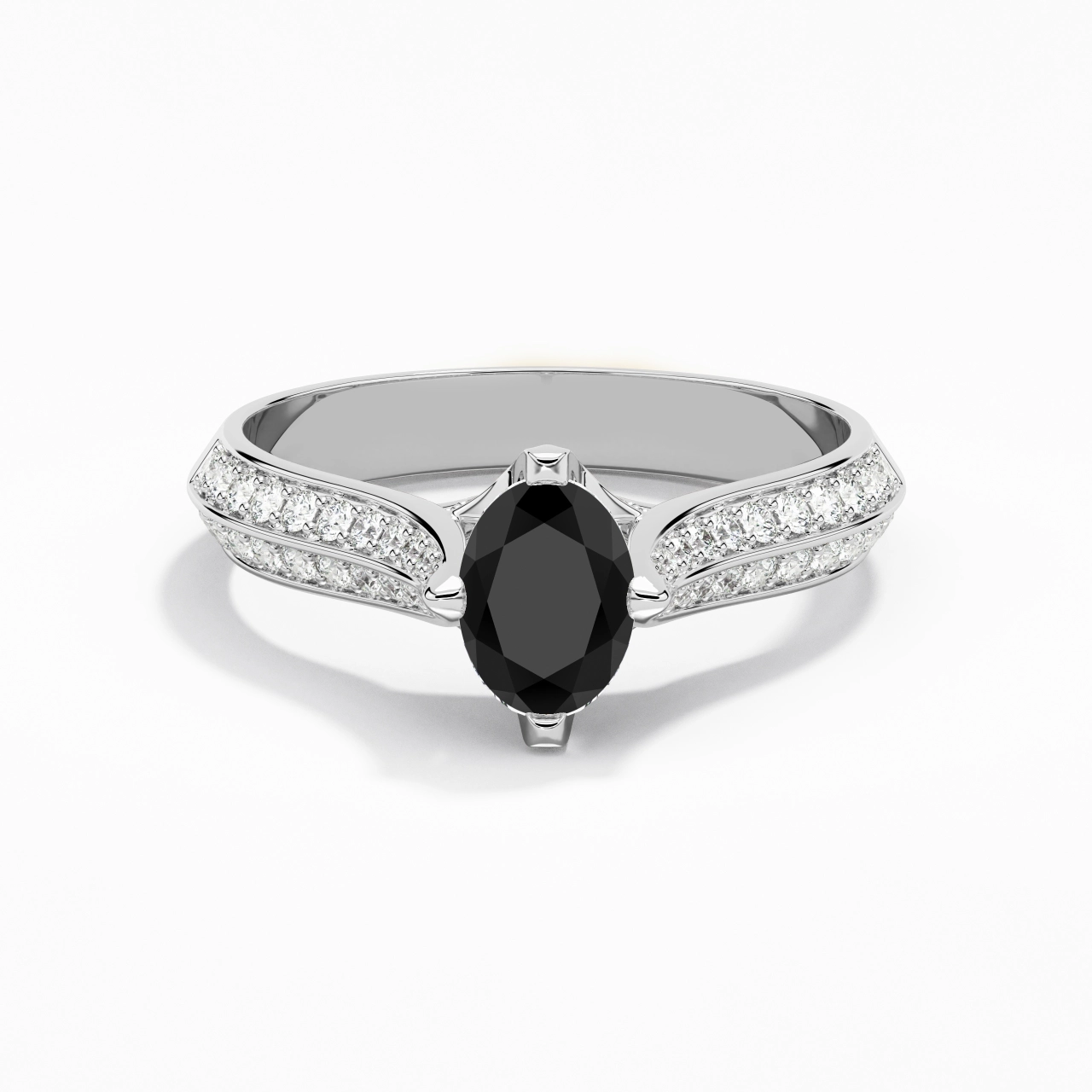 Pavé Est Ouest Bague de fiançailles 1.00ct Zircon cubique