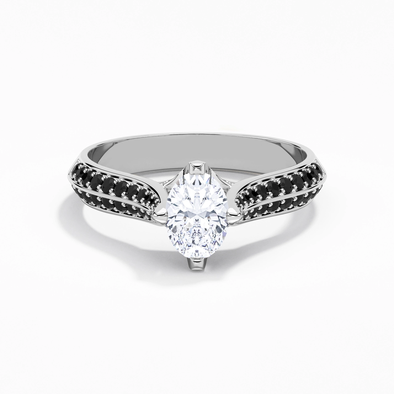 Classique Ovale 1.00ct Zircon cubique Bague de fiançailles