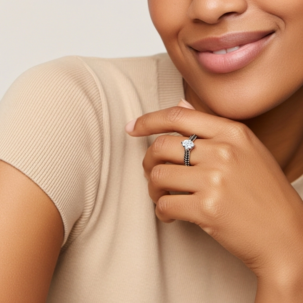 Classique Ovale 1.50ct Zircon cubique Bague de fiançailles