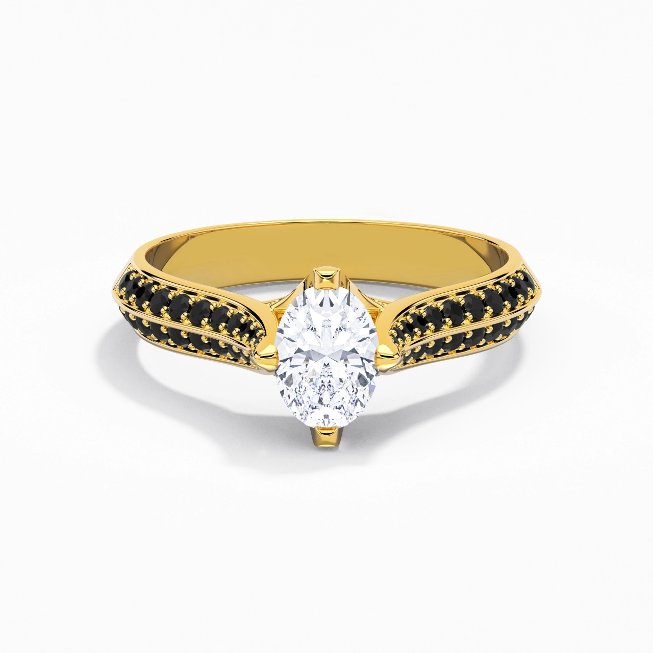 Classique Ovale 1.00ct Zircon cubique Bague de fiançailles