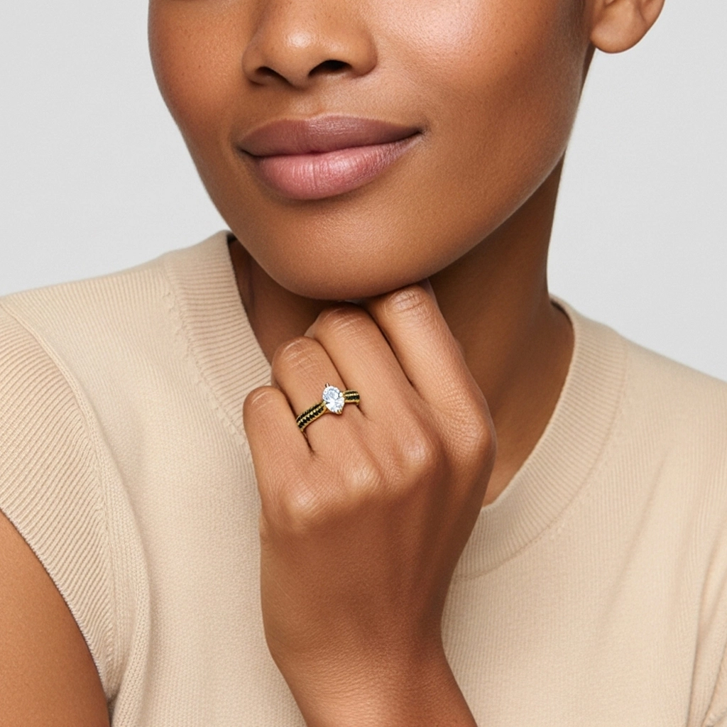 Classique Ovale 1.50ct Zircon cubique Bague de fiançailles