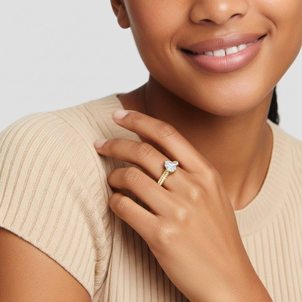 Pavé Est Ouest Bague de fiançailles 1.50ct Zircon cubique