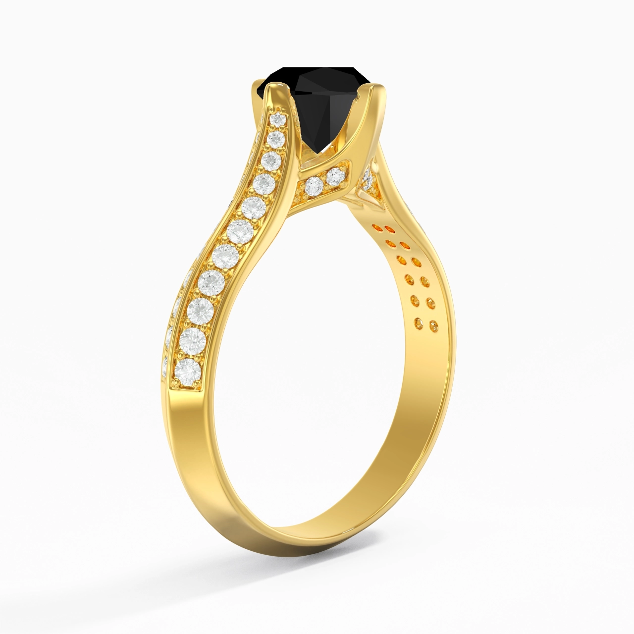 Pavé Est Ouest Bague de fiançailles 1.00ct Zircon cubique