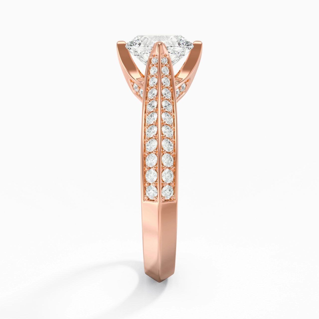 Pavé Oriente - Occidente Anillo de Compromiso 1.00ct Moissanita