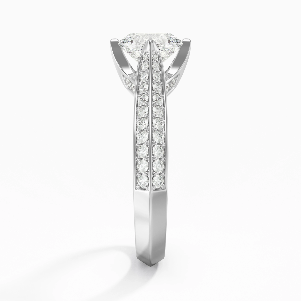 Pavé Est Ouest Bague de fiançailles 1.00ct Zircon cubique