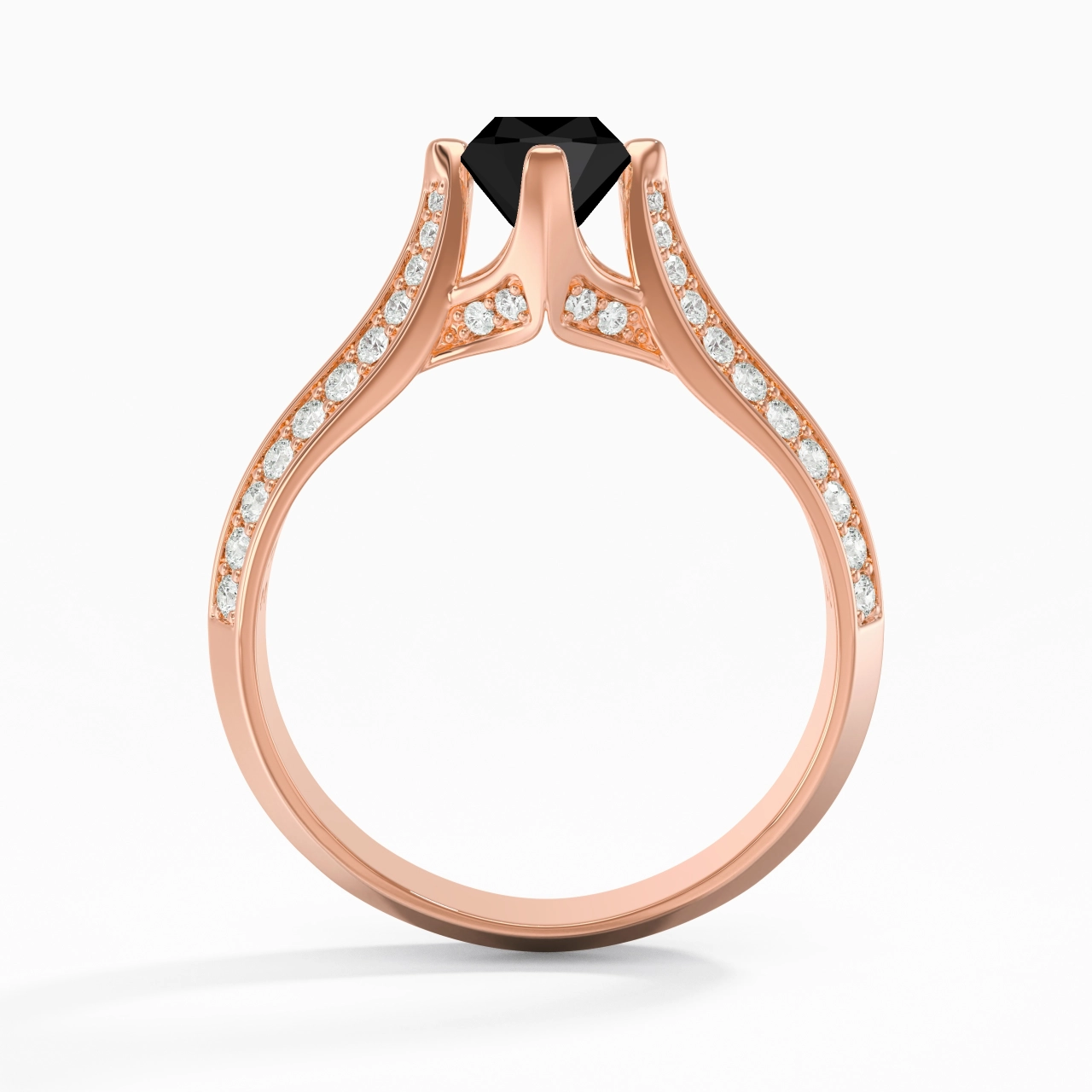 Pavé Est Ouest Bague de fiançailles 1.00ct Zircon cubique