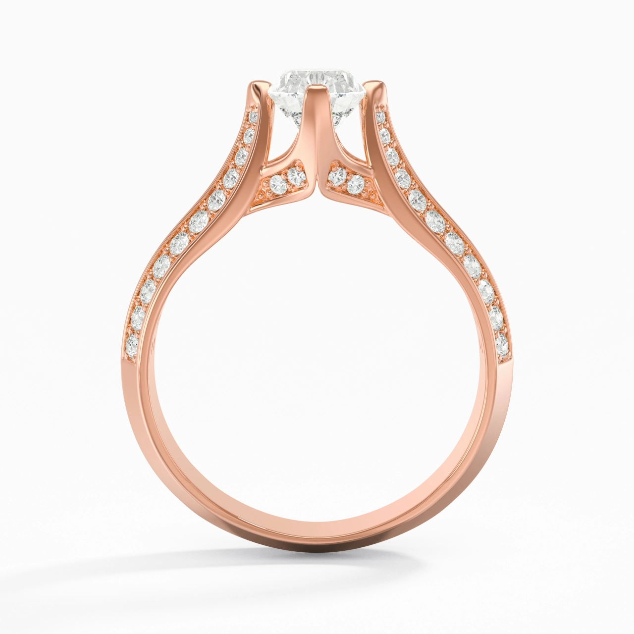 Pavé Oriente - Occidente Anillo de Compromiso 1.00ct Moissanita