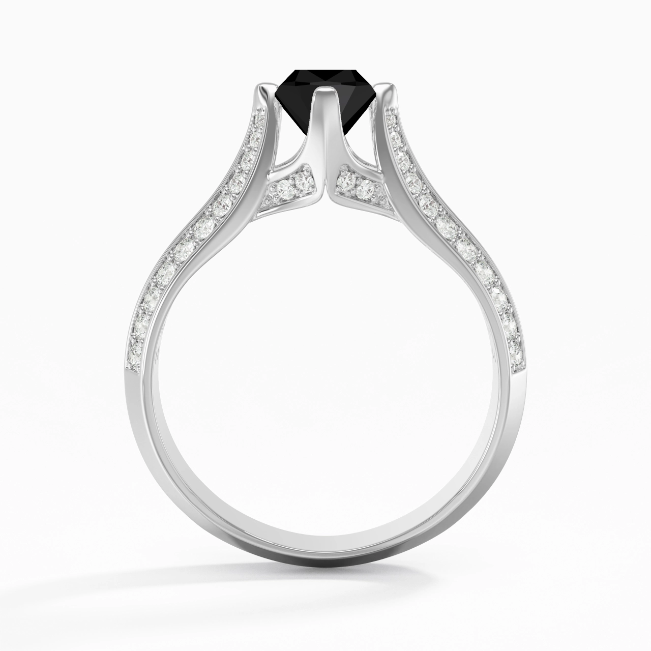 Pavé Est Ouest Bague de fiançailles 1.00ct Zircon cubique