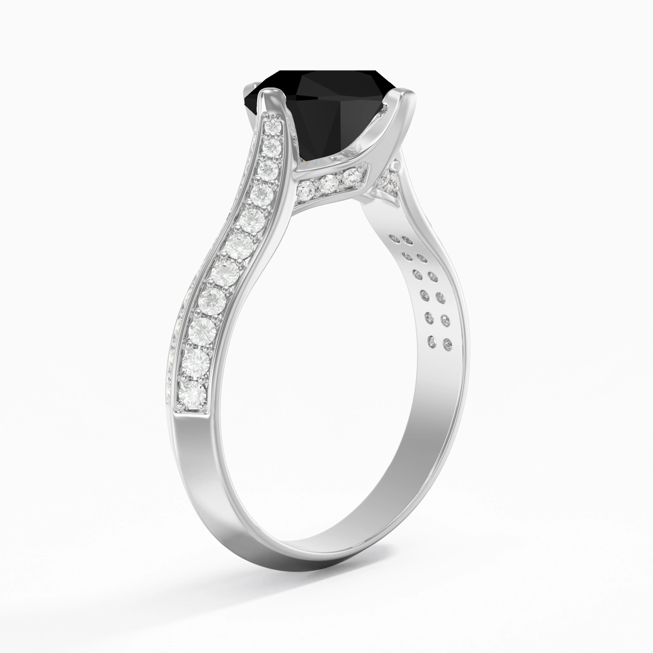 Pavé Est Ouest Bague de fiançailles 2.00ct Zircon cubique