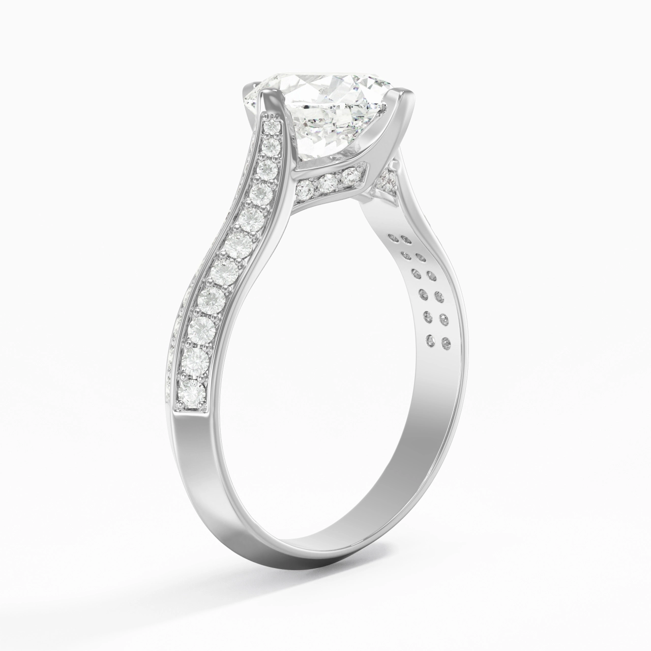 Pavé Est Ouest Bague de fiançailles 2.00ct Moissanite