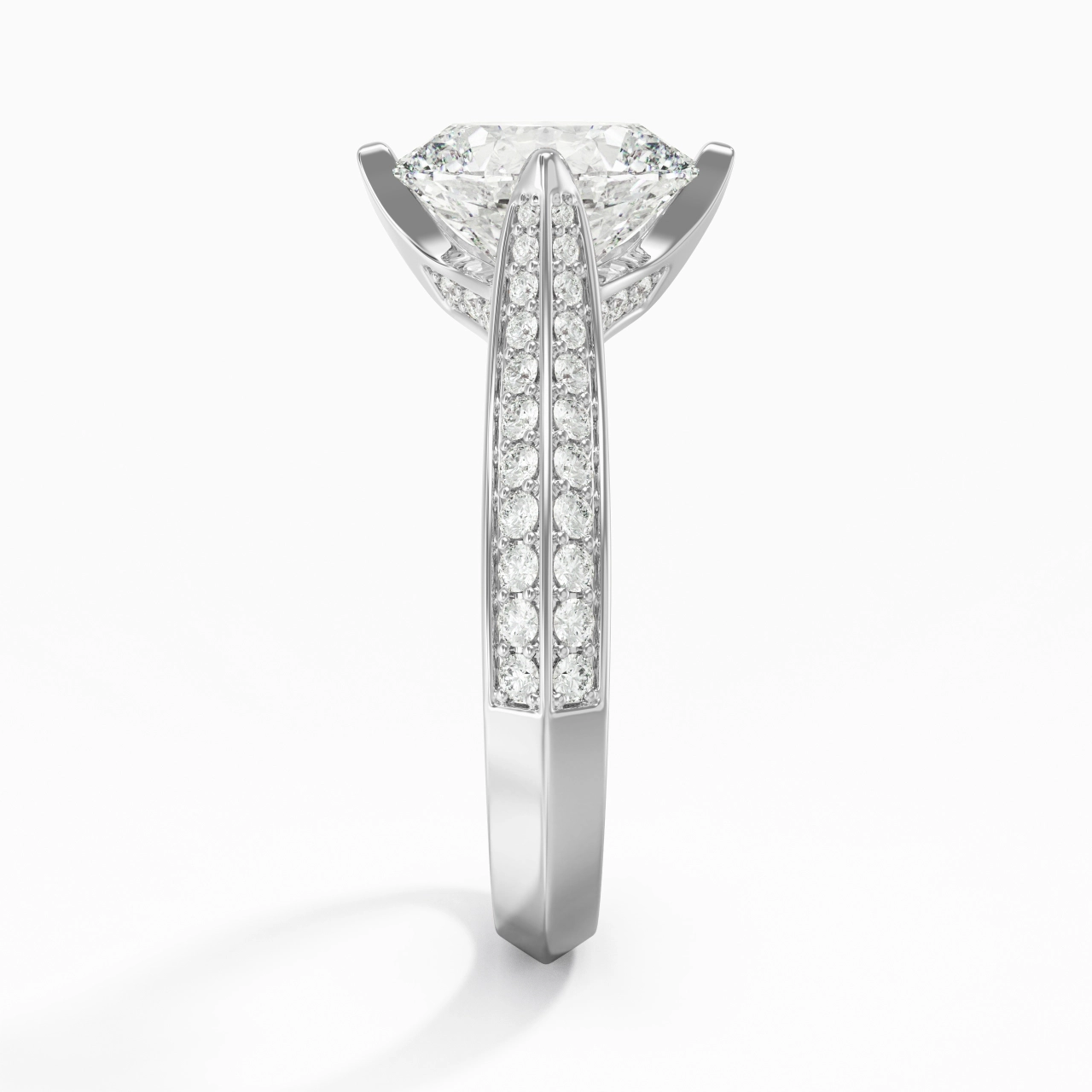 Pavé Est Ouest Bague de fiançailles 2.00ct Moissanite