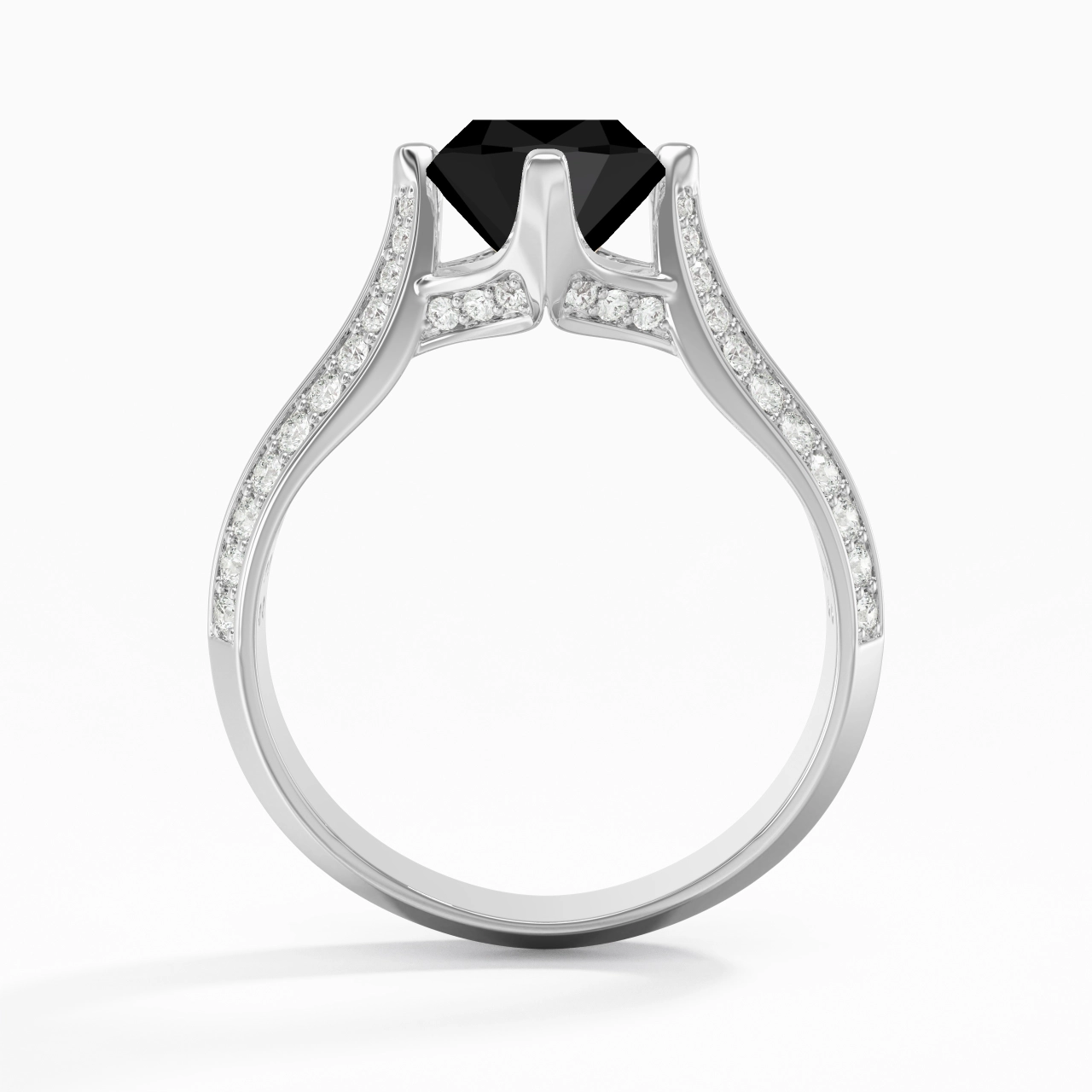 Pavé Est Ouest Bague de fiançailles 2.00ct Zircon cubique