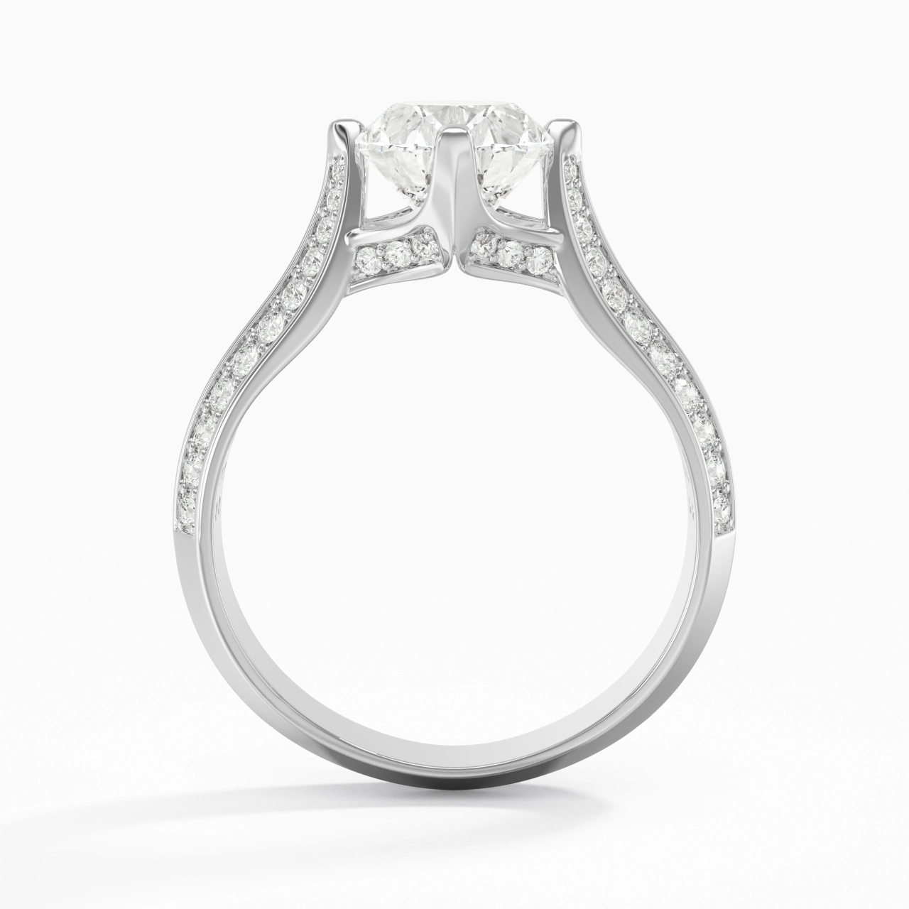 Pavé Est Ouest Bague de fiançailles 2.00ct Moissanite