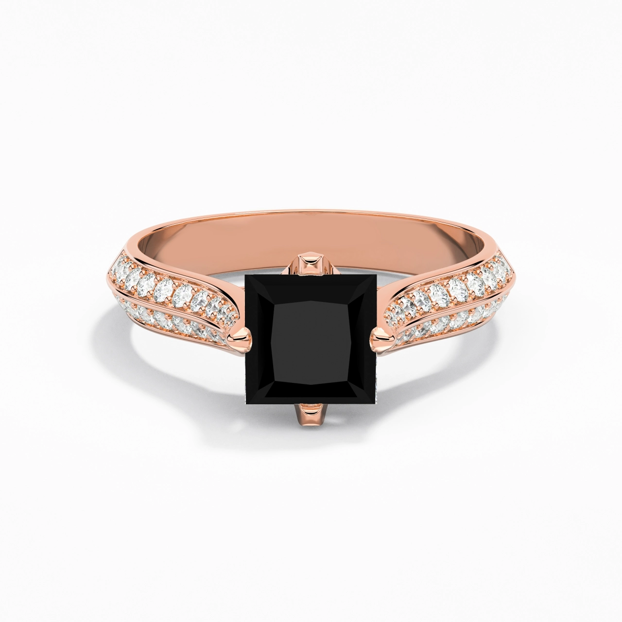 Pavé Est Ouest Bague de fiançailles 1.50ct Zircon cubique