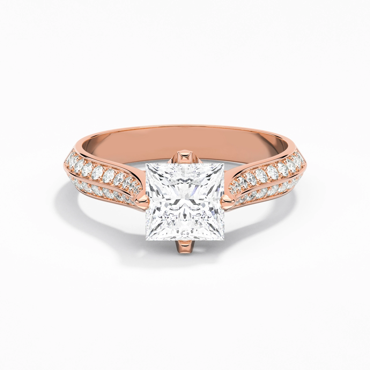 Pavé Oriente - Occidente Anillo de Compromiso 1.50ct Moissanita