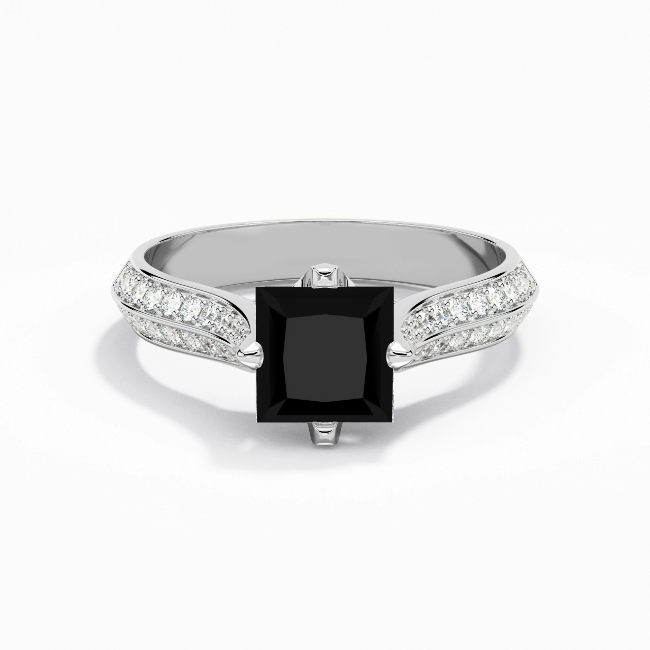 Pavé Est Ouest Bague de fiançailles 1.50ct Zircon cubique